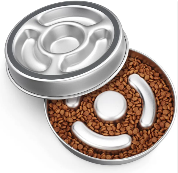Stainless Steel Pet Slow Feeder Bowl – Anti-Gulping Dog & Cat Bowl